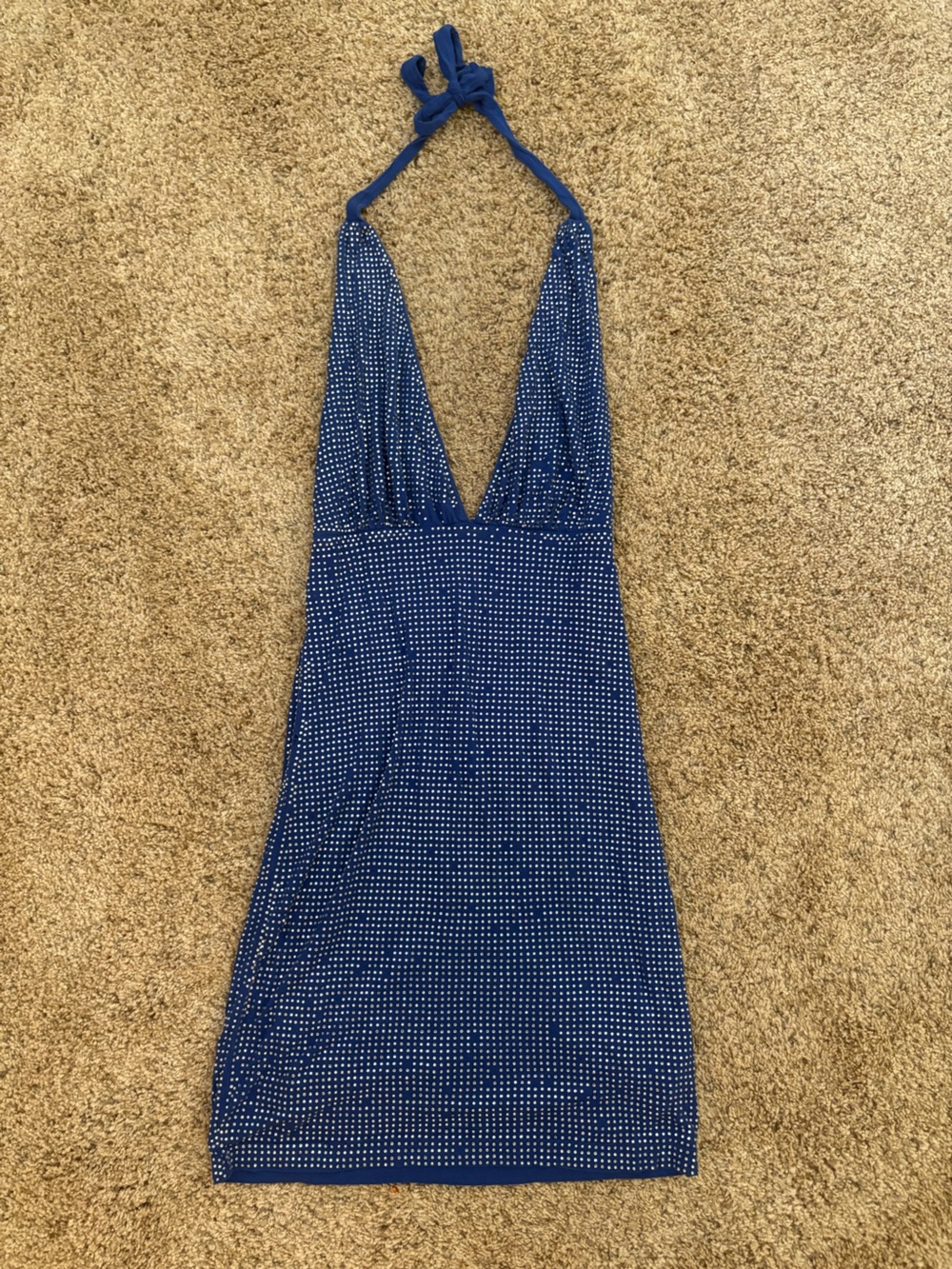 Bebe cobalt blue halter neck mini dress